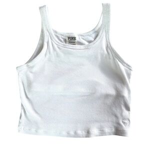 PINK Victoria's Secret White Ribbed Cropped Tank Size S